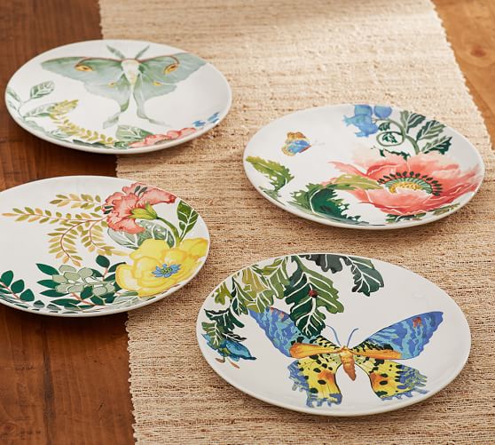 Lyla Garden Butterfly Salad Plates, Mixed Set of 4 Pottery Barn
