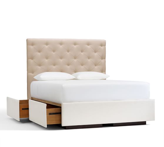 Lorraine Tufted Low Storage Platform Bed Pottery Barn