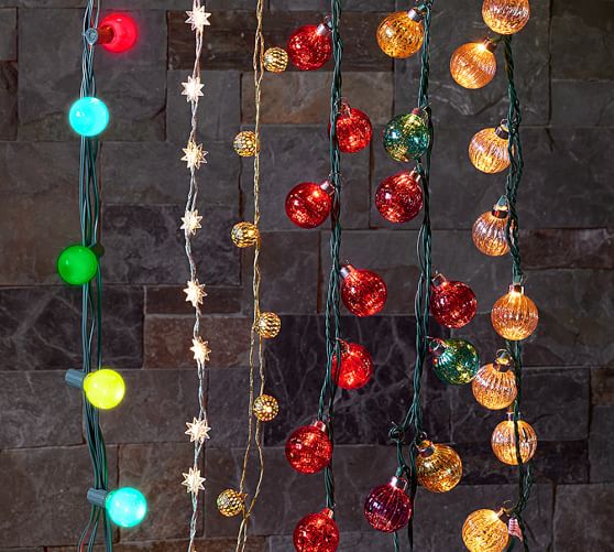 Mercury Glass Globe String Lights, Red Pottery Barn