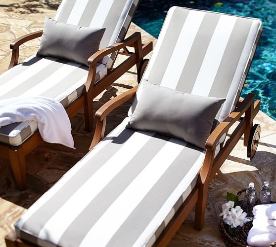 Sunbrella® Piped Outdoor Chaise Cushion Stripe Pottery Barn