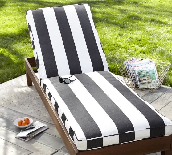Sunbrella® Piped Outdoor Chaise Cushion Stripe Pottery Barn