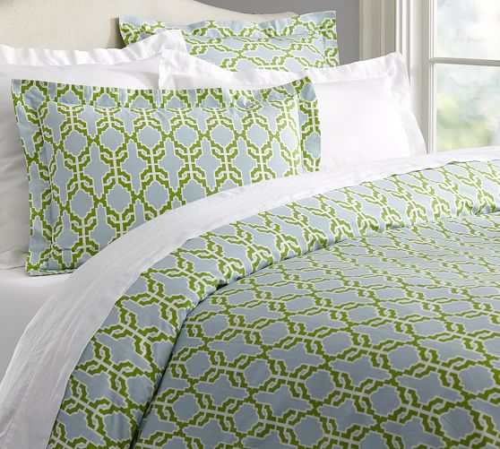 Shay Organic Duvet Cover & Sham Blue/Green Pottery Barn
