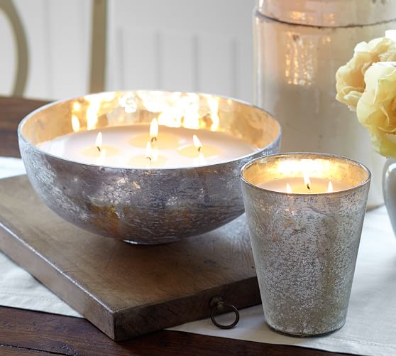 Rough Cast Glass Scented Candle Pot Pottery Barn