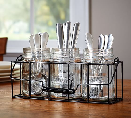 Mason Jar Wire Flatware Caddy Pottery Barn