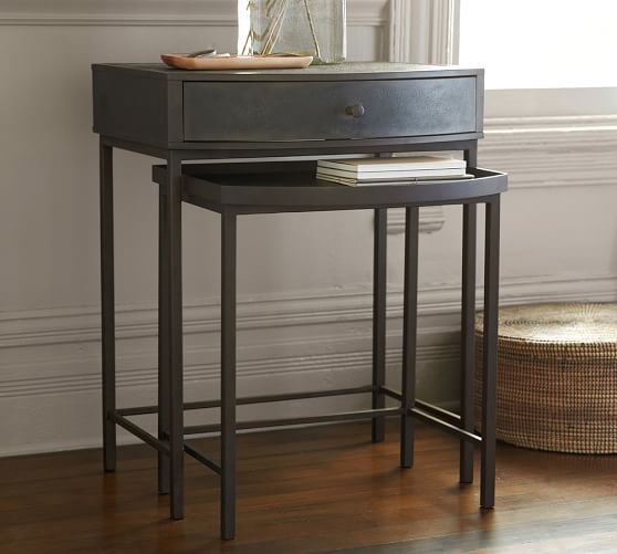 wood and metal nesting tables