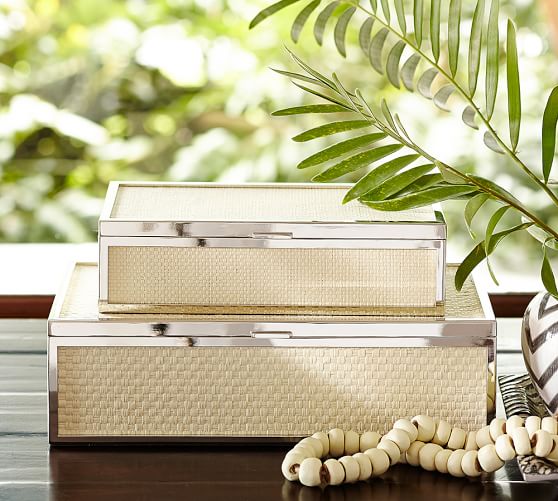 Silver Rattan Jewelry Boxes Pottery Barn