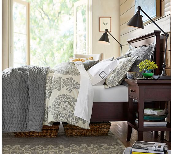 Desa Bordered Wool Rug Gray Pottery Barn