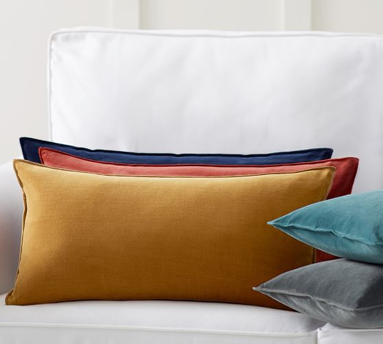 Washed Velvet Zip Lumbar Pillow Cover Pottery Barn