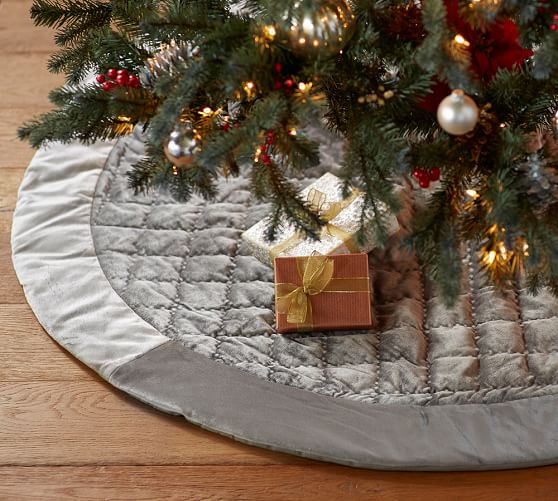 shiny velvet quilted tree skirt gray pottery barn shiny velvet quilted tree skirt gray pottery barn