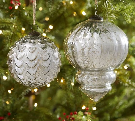 oversized silver mercury glass ornaments pottery barn oversized silver mercury glass ornaments pottery barn