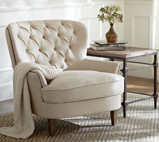 Cardiff Tufted Upholstered Armchair Pottery Barn