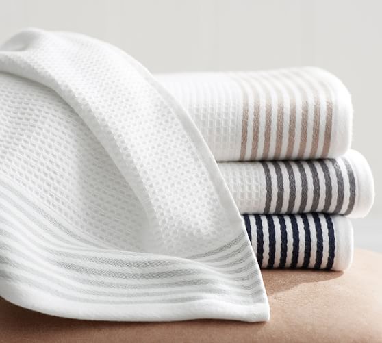 Striped Dobby Waffleweave Towels Pottery Barn