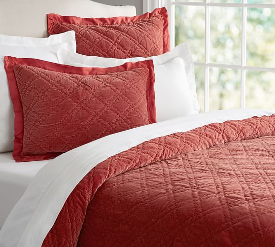 Washed Velvet Silk Quilt & Sham Pottery Barn
