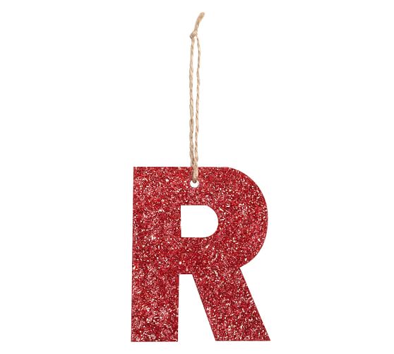 German Glitter Alphabet Ornaments - Red | Pottery Barn