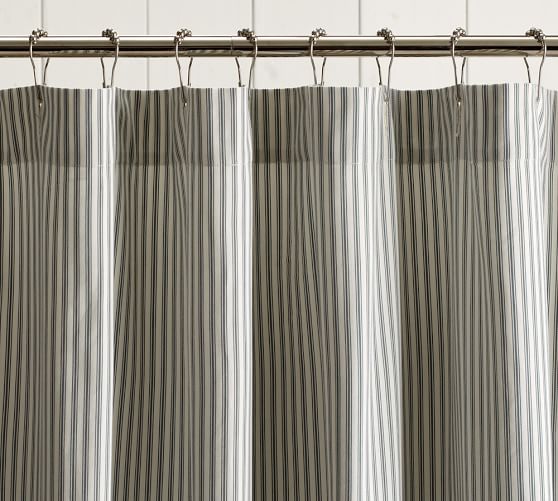 Ticking Stripe Ruffle Shower Curtain Pottery Barn
