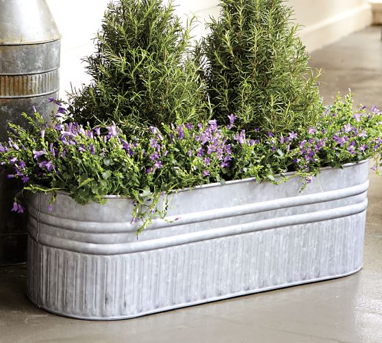 Eclectic Galvanized Metal Planters | Pottery Barn