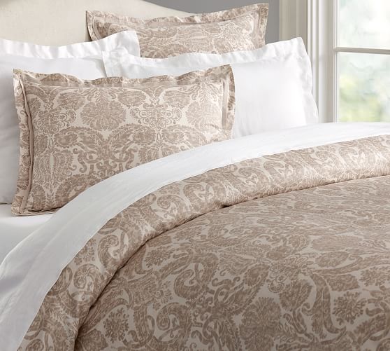 Samantha Damask Sateen Duvet Cover & Sham Pottery Barn