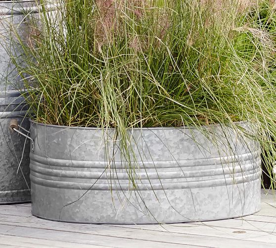 Eclectic Galvanized Metal Planters | Pottery Barn