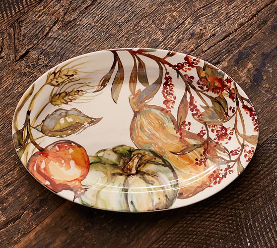 Watercolor Painted Pumpkin Serving Platter | Pottery Barn