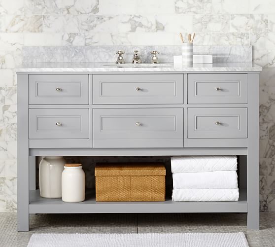 Classic Single Wide Sink Console Gray Pottery Barn