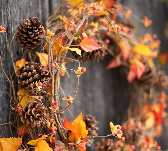 Pinecone & Bittersweet Wreath & Garland Pottery Barn
