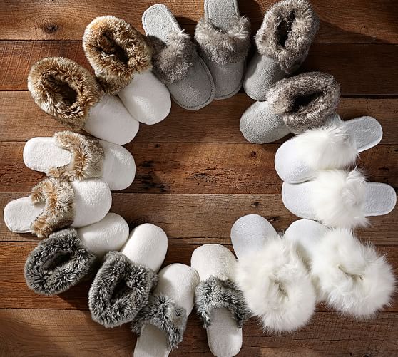 Faux Fur Slippers Pottery Barn