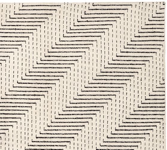 Zig Zag Dhurrie Rug Black/White Pottery Barn