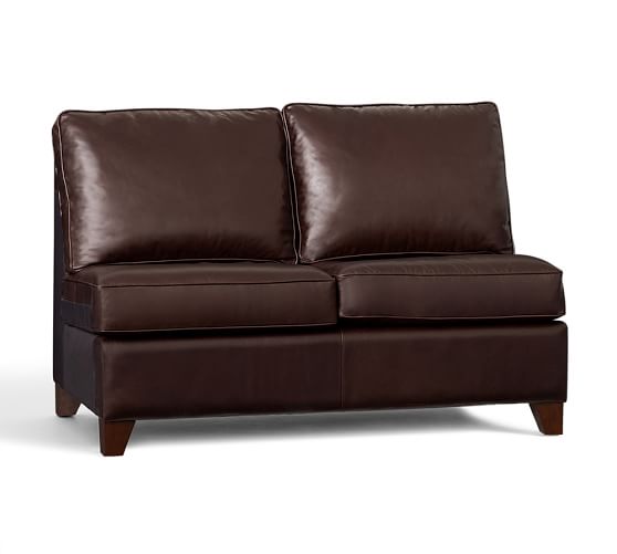 Cameron Leather Armless Loveseat | Pottery Barn