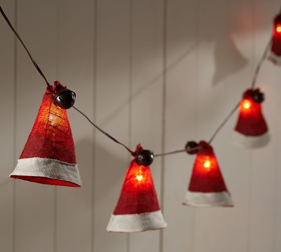 Burlap Santa Hat String Lights Pottery Barn