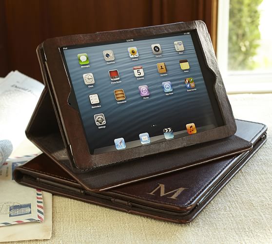 Saddle Leather Mini Tablet Case/Stand Pottery Barn
