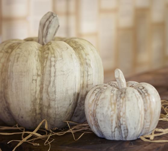 Whitewashed Wood Pumpkin Pottery Barn