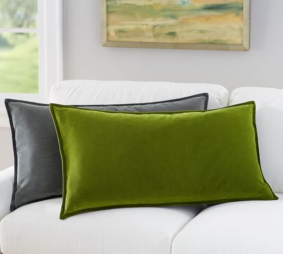 Oversized Washed Velvet Lumbar Pillow Cover Pottery Barn