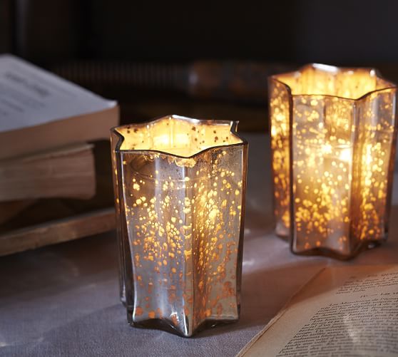 Star Mercury Glass Votive Holder, Set of 3 Pottery Barn