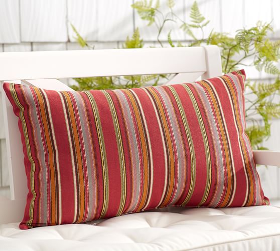 Multi Rustic Stripe Indoor/Outdoor Lumbar Pillow Pottery Barn