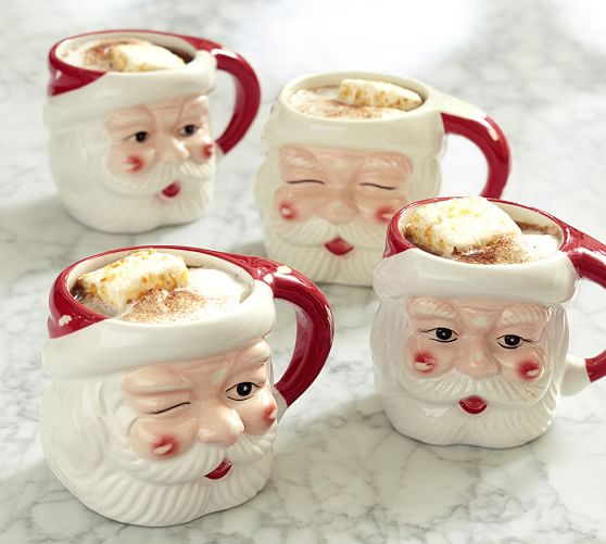 Santa Figural Mug, Mixed Set of 4 Benefiting Give a Little Hope
