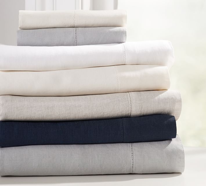 Belgian Flax Linen Sheet Set Pottery Barn Brand Bedding Sets 4pcs