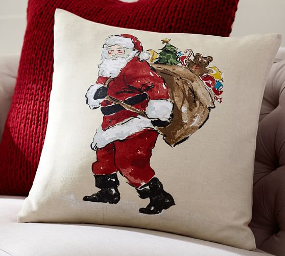 Painted Santa Claus Pillow Cover Pottery Barn