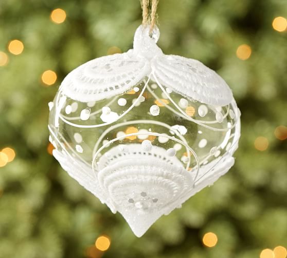 Flocked Motif Glass Ornament Pottery Barn
