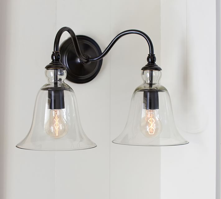 double sconce contemporary bathroom lighting rustic glass indooroutdoor double sconce pottery barn - Double Sconce Bathroom Lighting double sconce contemporary bathroom lighting rustic glass indooroutdoor double sconce pottery barn - Double Sconce Bathroom Lighting