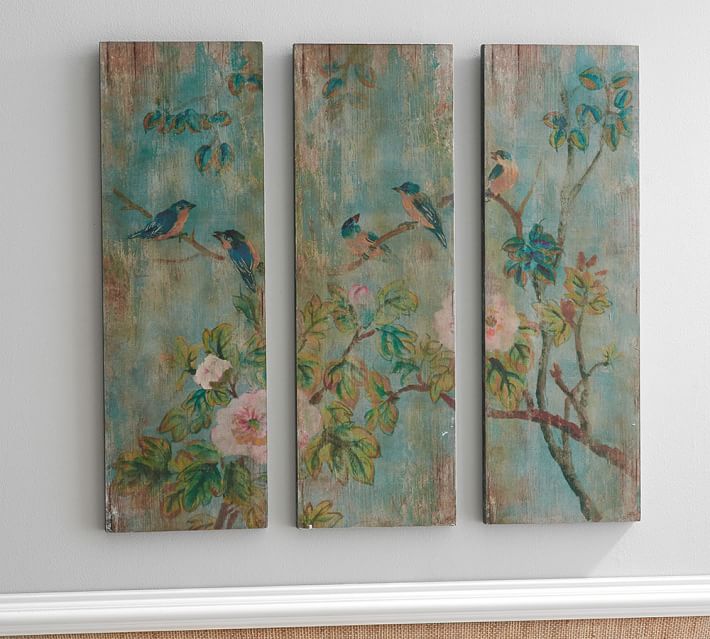 Bird & Branch Triptych Panels - Set of 3