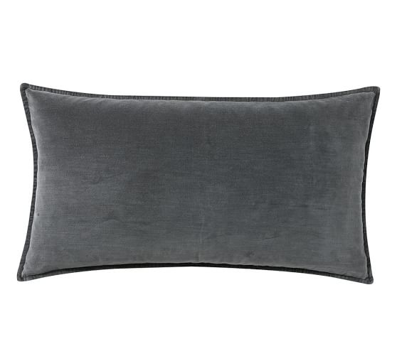 Oversized Washed Velvet Lumbar Pillow Cover Pottery Barn