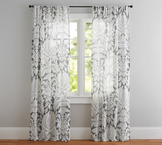 Damask Printed Sheer Drape Pottery Barn