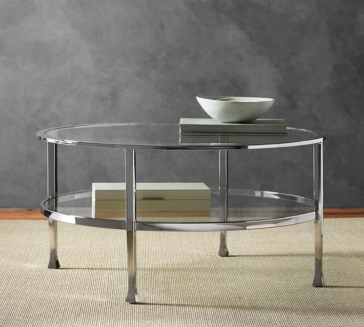 Round Coffee Table Harlan Outdoor Tanner Round Coffee Table Polished Nickel Finish