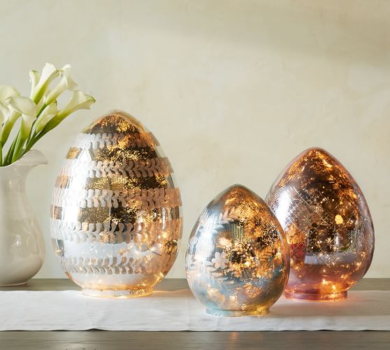 Lit Etched Mercury Eggs Pottery Barn