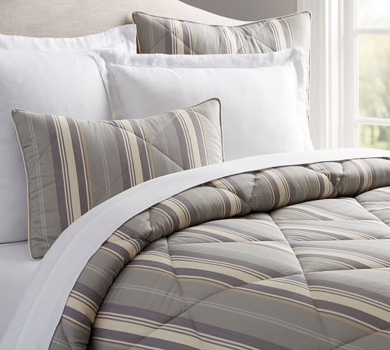 Greer Stripe Comforter & Sham Pottery Barn