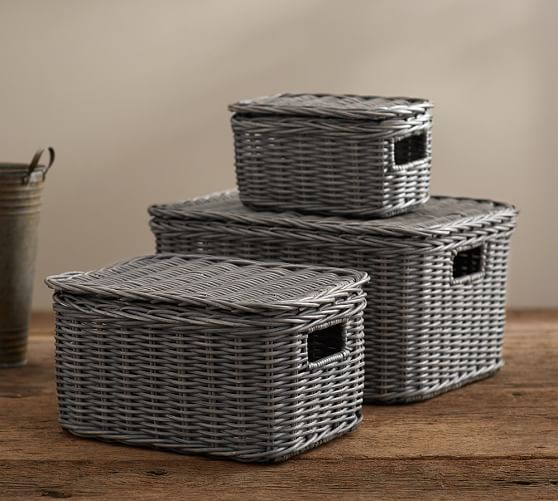 Wicker Weave Lidded Baskets Pottery Barn