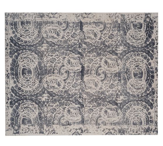 Bosworth Printed Wool Rug Gray Pottery Barn