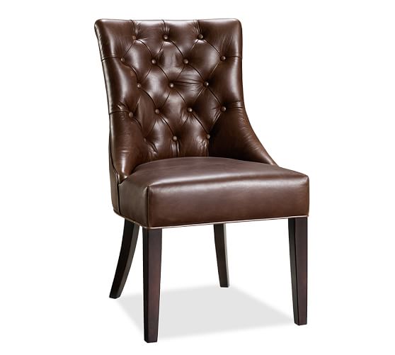 Hayes Tufted Leather Dining Side Chair Pottery Barn