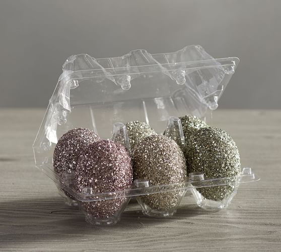 German Glitter Eggs In Crate Set of 6 Pottery Barn