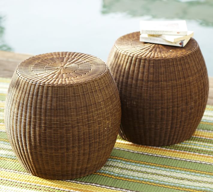 Wicker Side Table Our Designs Palmetto All Weather Wicker Accent Table Honey Pottery Barn